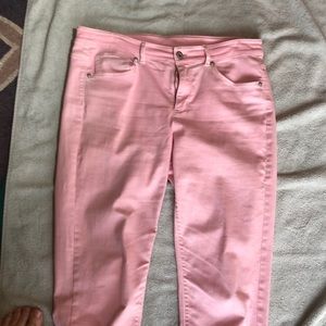 J Jill pink colored crop skinny cuffed jeans